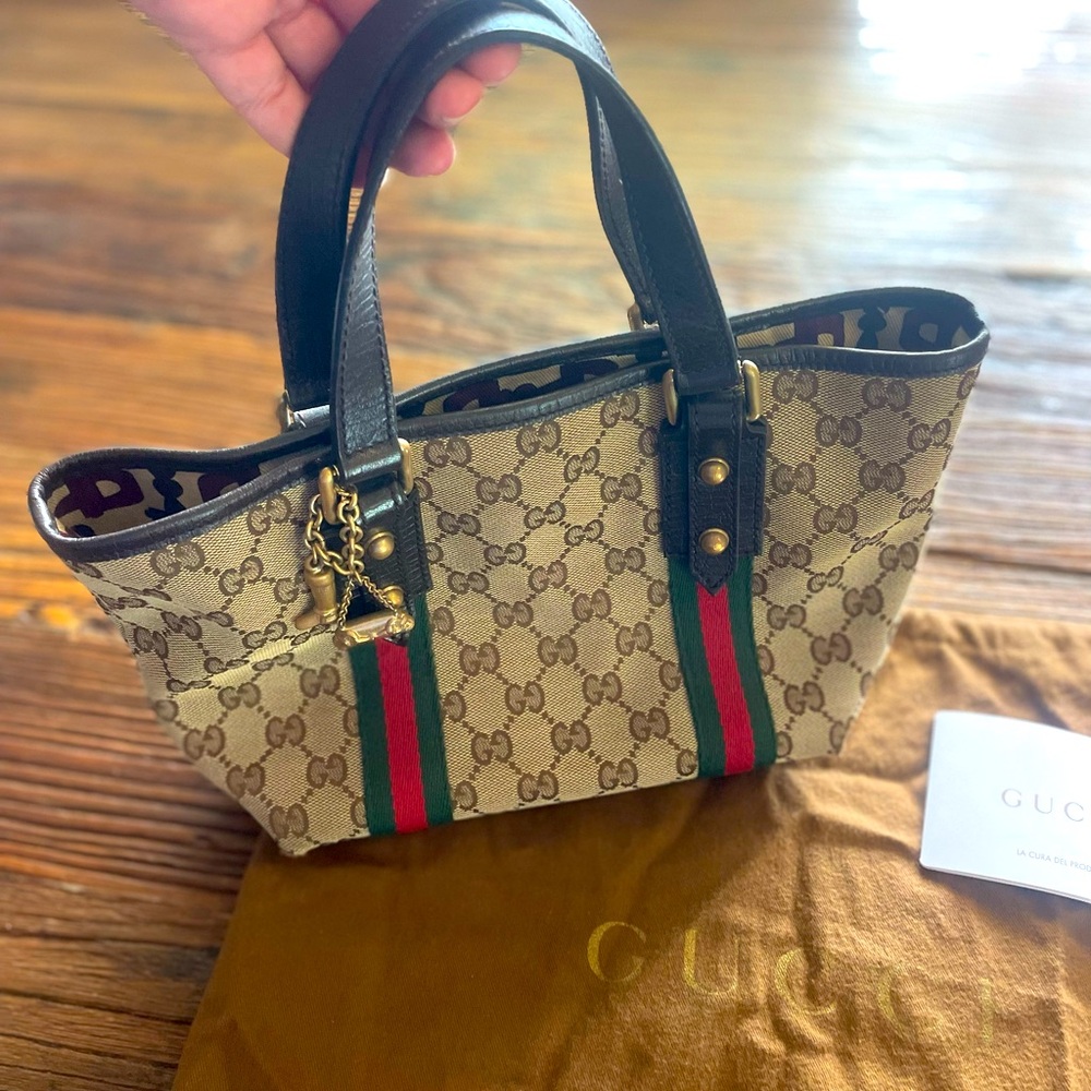Gucci Vintage Brown GG Canvas Jolicoeur Tote Bag